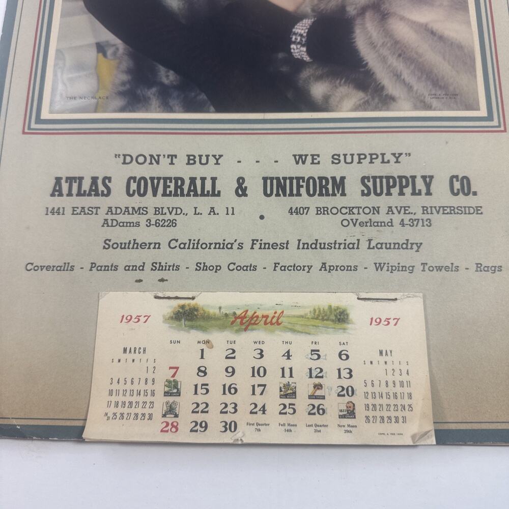 Vintage 1957 Atlas Coverall & Uniform Calendar California - Picture 2 of 5